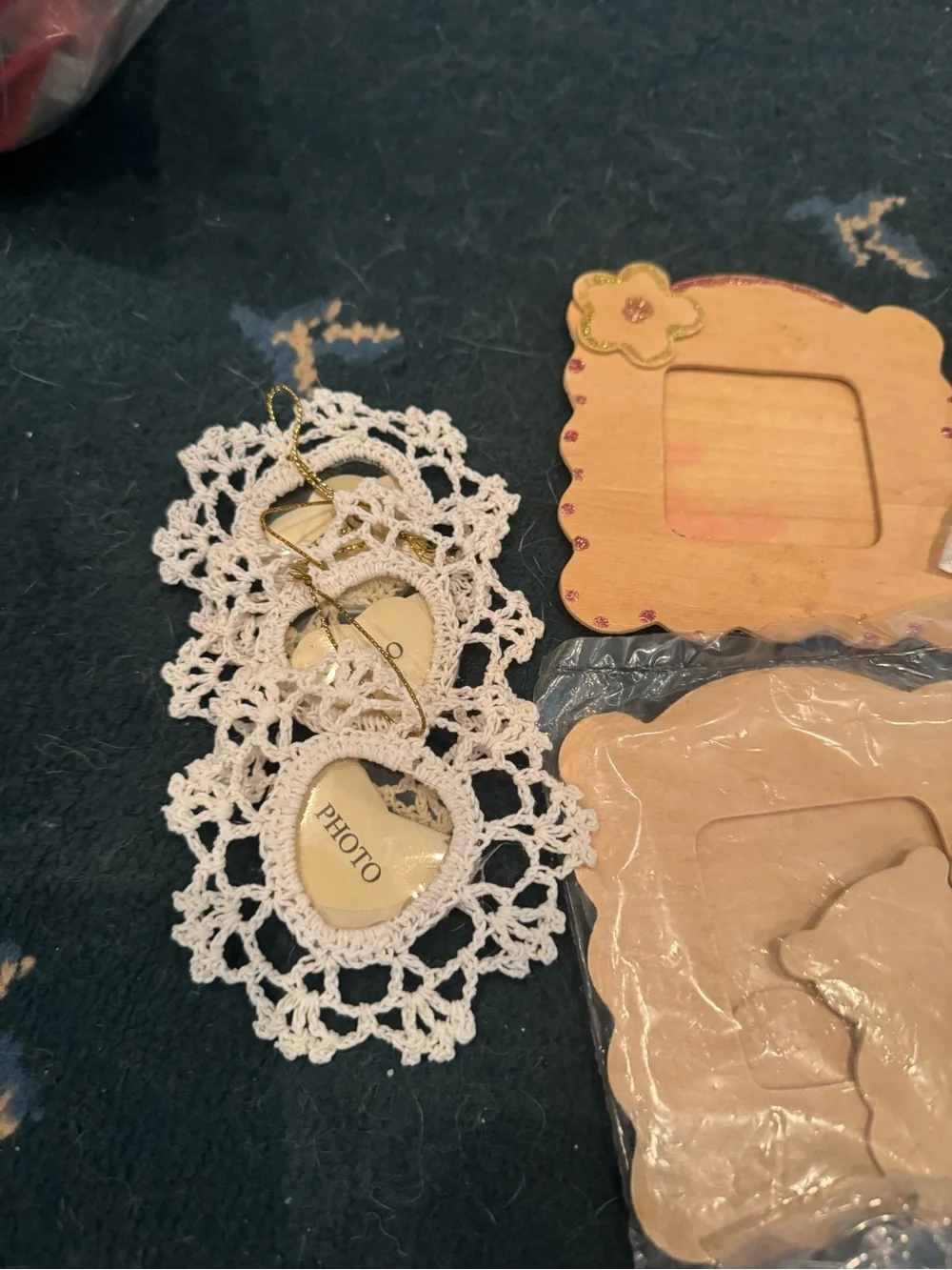 Handmade Wood and Lace & Photo Frame Set - White and Natural